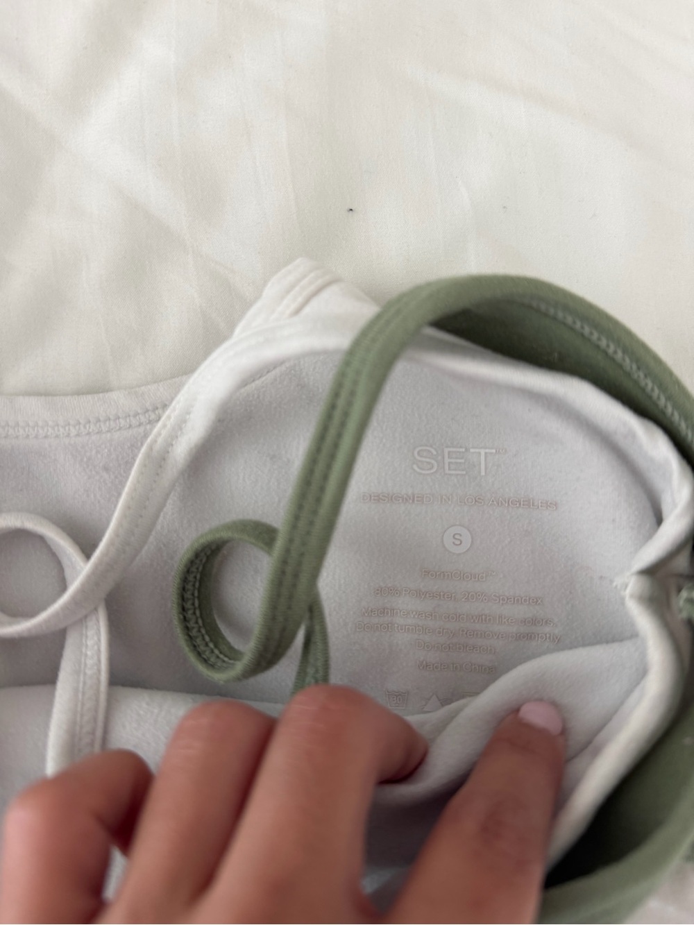 SET Active Green & White Double-Layer Sports Bralette - Picture 3 of 4